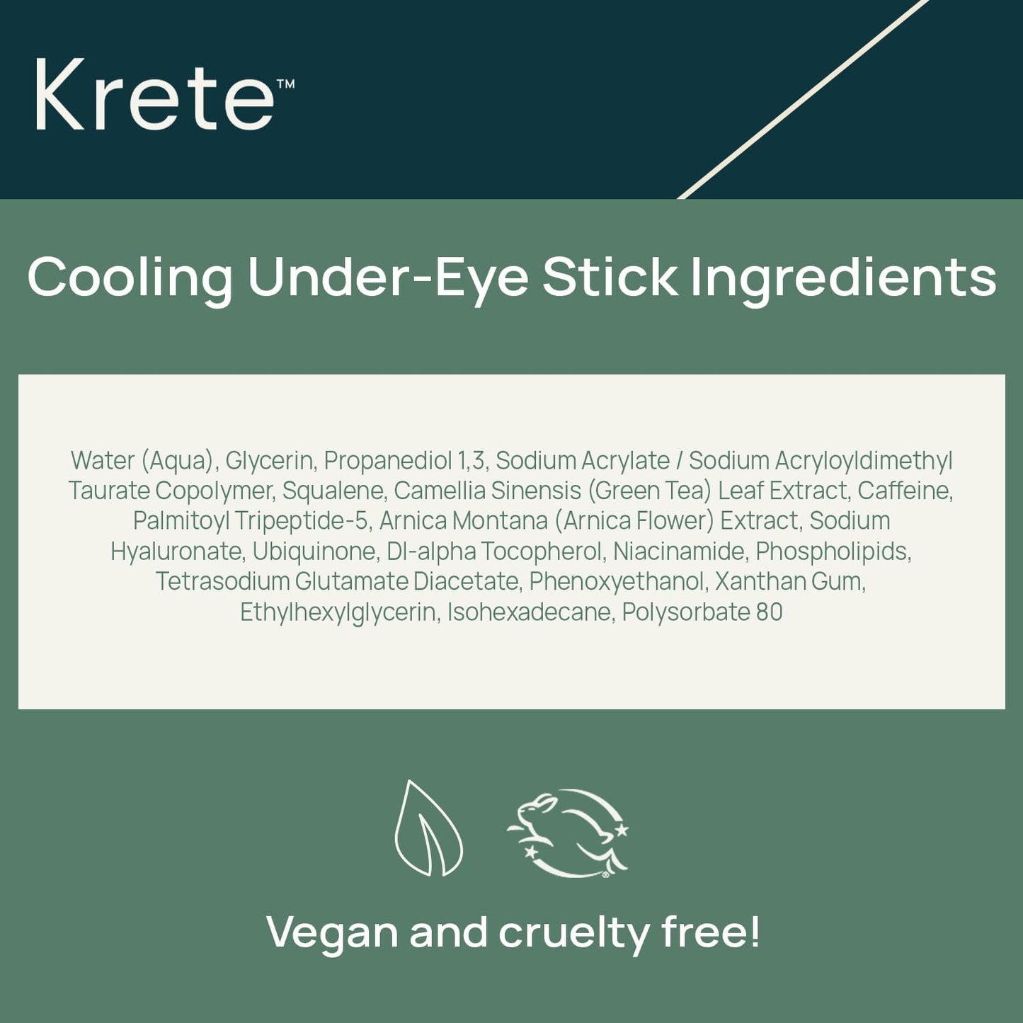 KRETE Cooling Under-Eye Stick | Liposomal Caffeine & Tripeptide-5 Formula for Dark Circles & Puffiness - 15ml