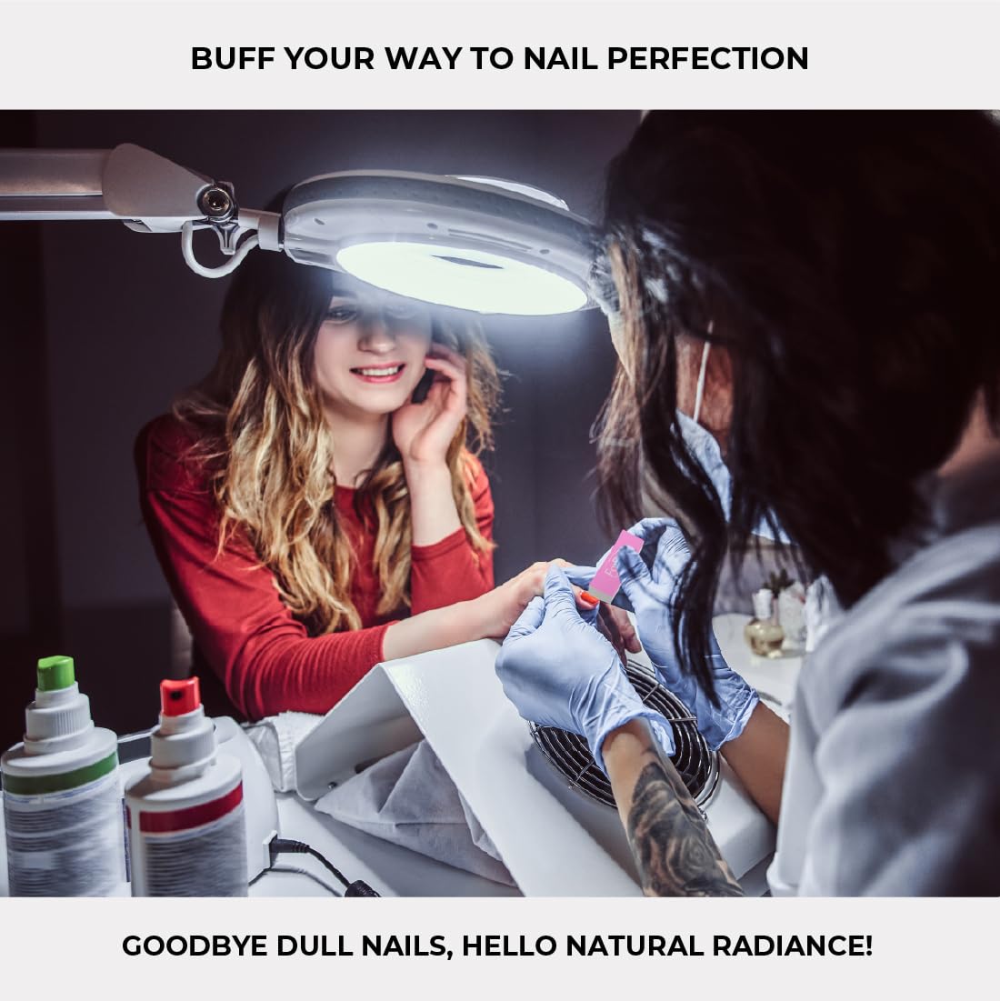 Sparkle Mini Buffer Sheets - Pre-Cut Double-Sided Nail Buffers, 39-Count Pack of 6, 400/4000 Grit, Pink & White