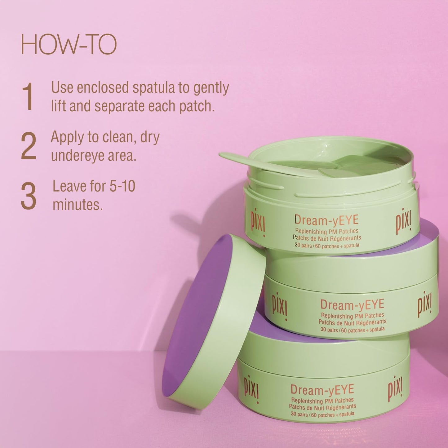 Pixi Beauty Dream-yEYE Calming Hydrogel Under Eye Patches with Ceramides for PM | Vitamin A and Jasminie Hydrate, Smooth & Restore Under Eyes | 60 Patches