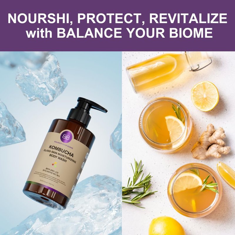 Kombucha Glass-Skin Body Wash - K-Beauty Nourishing Cleanser with Pear Juice & Pomegranates | 16.9 fl. oz.