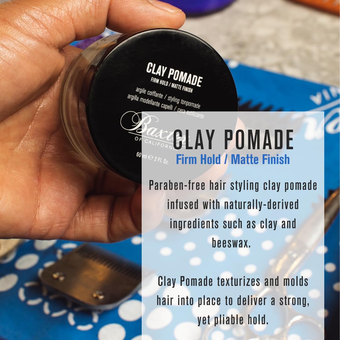 Baxter of California Clay Pomade - Strong Hold Matte Hair Clay for Men | Texturizing & Thickening, 2 Ounce