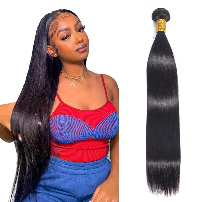 Veravicky Straight Bundles Human Hair 100% Unprocessed Brazilian Virgin Human Hair Bundles 18 Inch Straight Bundles Natural Black Color Double Weft Straight Bundles For Women