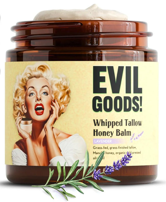 Whipped Beef Tallow and Honey Moisturizer for Skin, Face, Lips, Body - Lavender Scent
