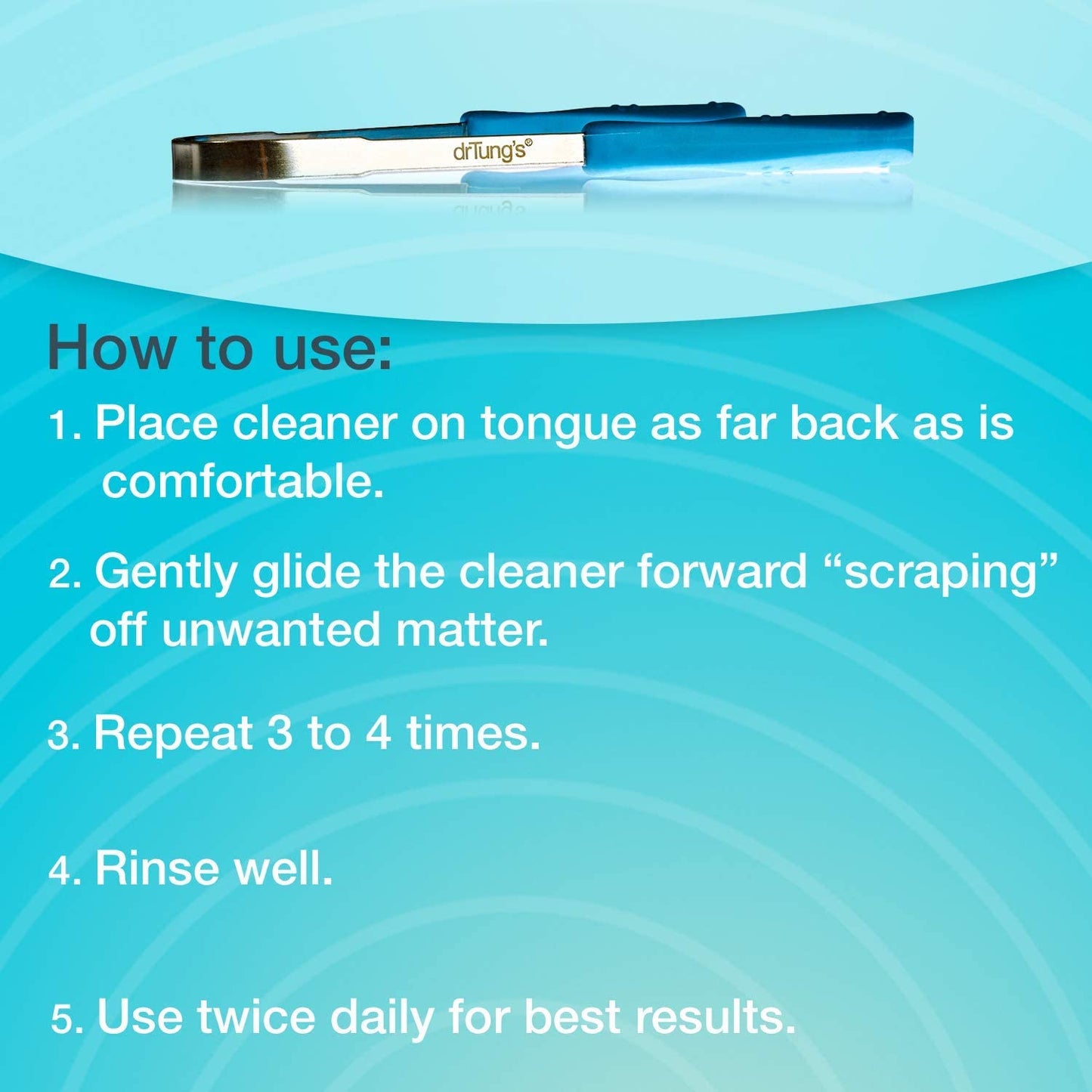 drTung's Stainless Steel Metal Tongue Scraper - Tongue Cleaner for Adults, Kids, Helps Freshen Breath, Easy to Use Comfort Grip Handle, Comes with Fabric Travel Pouch - 1 Pack