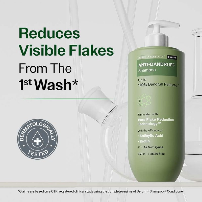 Bare Anatomy Expert Anti-Dandruff Shampoo | Up to 100% Dandruff Reduction | Targets Oily Scalp and Sheds Dry Flakes | 25.5 Ounce