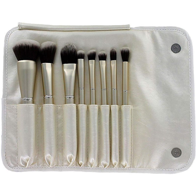 Professional Cosmetic Brush Set - 8-Piece Makeup Brushes with Synthetic Hair & Bag