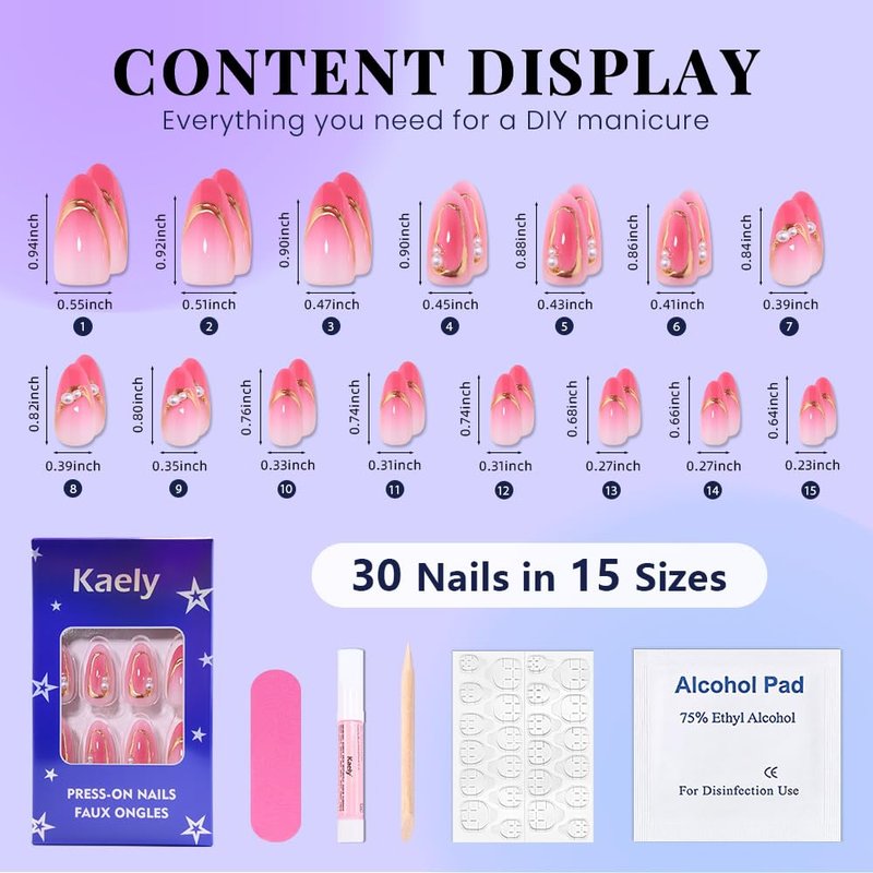 XZMeiLun 3D Pink Flower Black Polka Dot French Tips Press On Nails Short Almond, Acrylic Fake Nails. Salon-Quality Reusable Stick-Ons, Spring Summer Nails for Parties & Daily Wear | Women & Girls