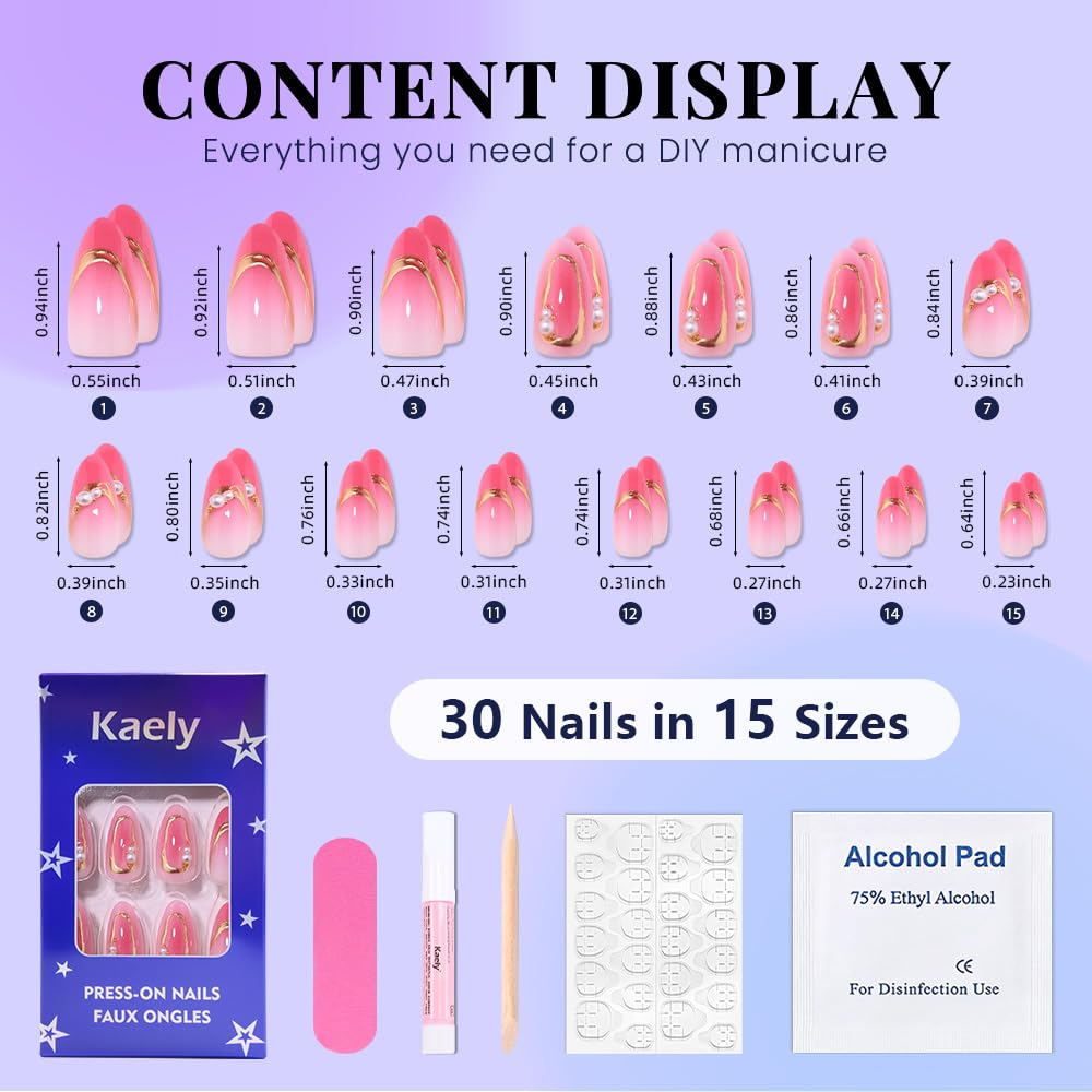 XZMeiLun 3D Pink Flower Black Polka Dot French Tips Press On Nails Short Almond, Acrylic Fake Nails. Salon-Quality Reusable Stick-Ons, Spring Summer Nails for Parties & Daily Wear | Women & Girls