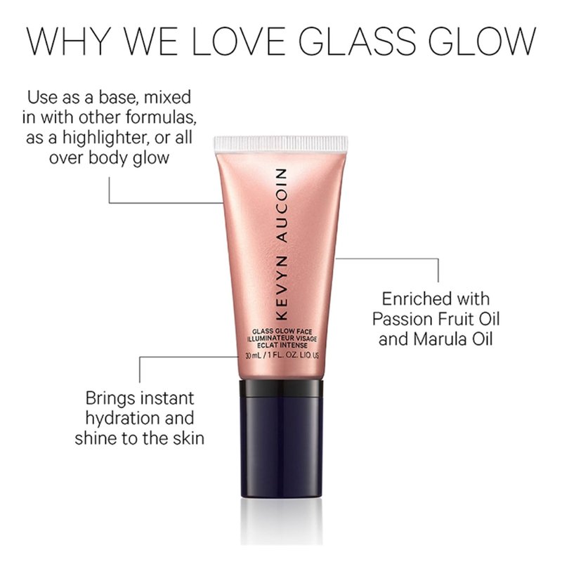 Kevyn Aucoin Glass Glow Face, Crystal Clear: Multi-purpose universal dewy highlighter for face and body. Creates glowing youthful-looking hydrated skin with a glassy complexion. Makeup artist go to.