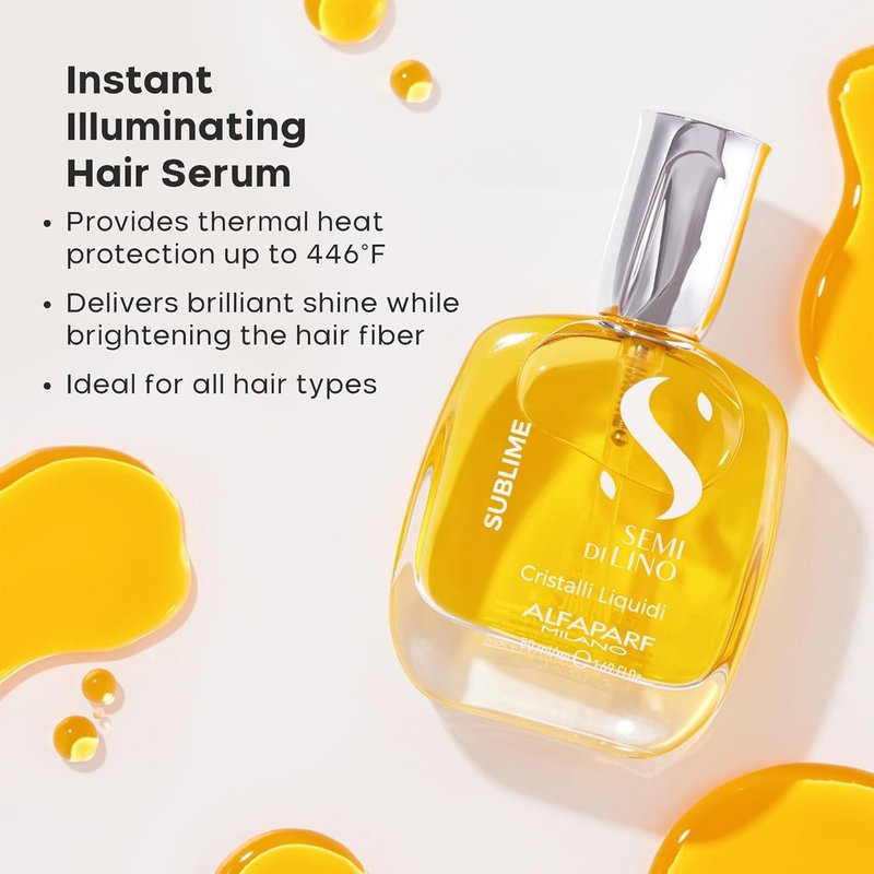 ALFAPARF MILANO Hair Oil Serum & Cristalli Spray Set - Shine Enhancing Frizz Control | Vitamin E Infused