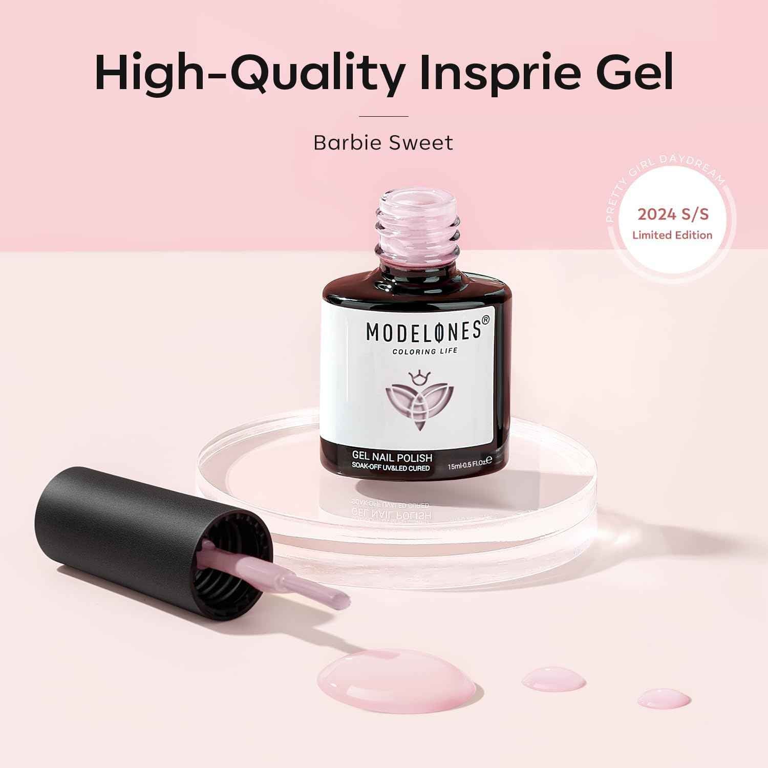 Baby Pink Gel Nail Polish 15ML - Modelones with UV LED Nail Lamp Included