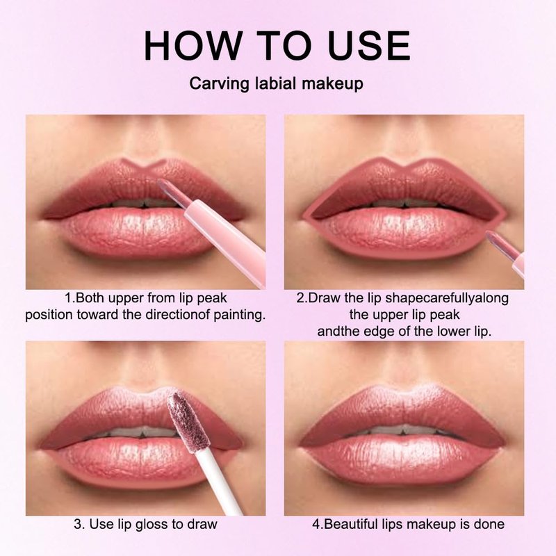 Kaely 2-in-1 Pink Red Metallic Lipstick and Lip Liner, Shimmer Liquid Metallic Lipsticks for Women, Glitter Lip Gloss Stain Long Lasting Waterproof Smudge Proof 24 Hour, Vegan Makeup, 09