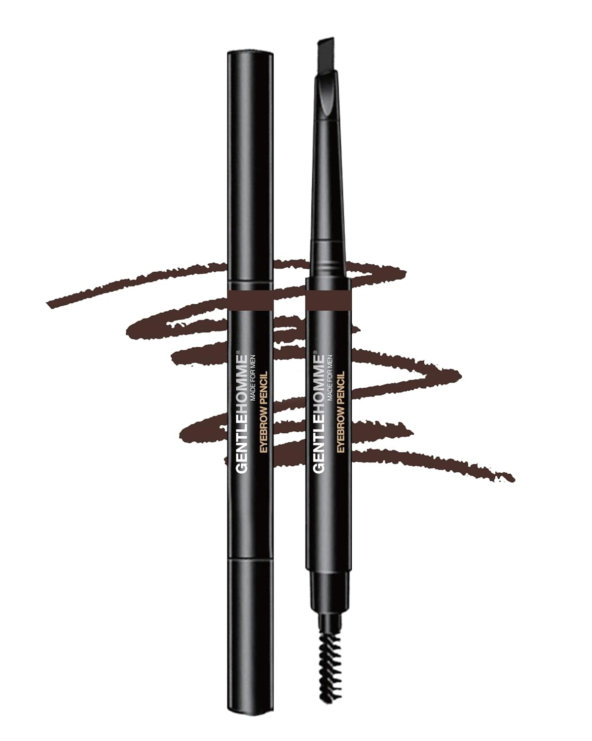 Gentlehomme 2 Pack Men's Eyebrow Pencil - Dark Brown, Waterproof & Smudge-Proof, Ultra-Thin Design | 2-in-1 Brush Included