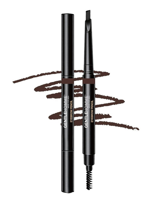 Gentlehomme 2 Pack Men's Eyebrow Pencil - Dark Brown, Waterproof & Smudge-Proof, Ultra-Thin Design | 2-in-1 Brush Included