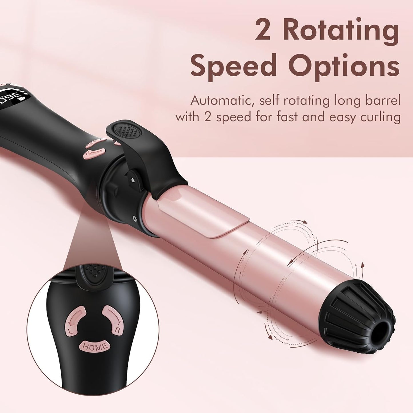 Lanvier Automatic Curling Wand - 1.25 Inch Rotating Curling Iron for Effortless Waves | Tourmaline Ceramic, Dual Voltage, 11 Temp Settings