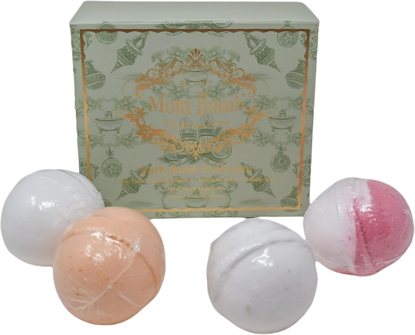 Mom Bomb Bath Bomb (Candy Cane, Sparkling Snow, Christmas Cookie, Holiday Spice)