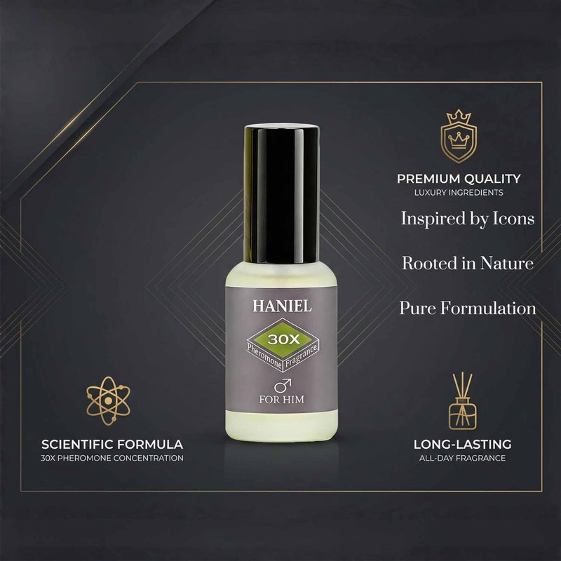 Haniel Fresh Woody Cologne for Men Long Lasting – Natural Pheromone Infused Eau de Parfum | Clean Citrus Cedar Vetiver Scent | Office Gym Date Night | Luxury Gift for Him | 30ml Travel Size