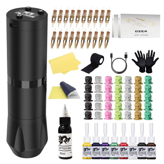 Tattoo Pen Kit - Wireless Tattoo Machine with 20 Cartridges & Pigments | All-in-One Toolkit for Beginners