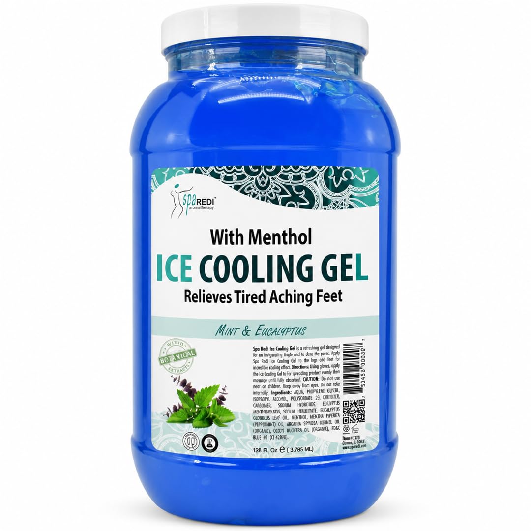 SPA REDI Pedicure Massage Cooling Gel – Mint & Eucalyptus Cooling Foot Gel for Sore Feet & Foot Odor Relief | Sulfate-Free, Silicone-Free, Cruelty-Free | Professional Salon & At-Home Use | 1 Gallon