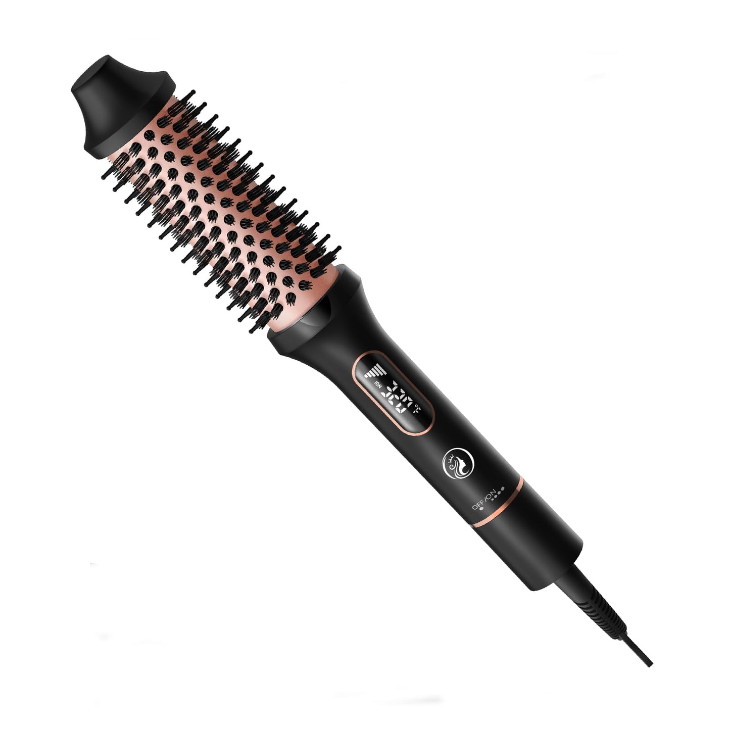 CINOSTAR Heated Round Brush for Blowout Look Volumizer, 1.5 inch Styler Tool, 6 Temps Ionic Thermal Brush, Fast Heating, Dual Voltage for Travel, Blush Gold