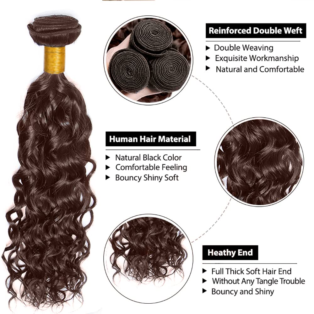 Brown Bundles Human Hair Chocolate Brown Water Wave Bundle Human Hair #4 Water Wave Bundles 18 20 22 inch 300g