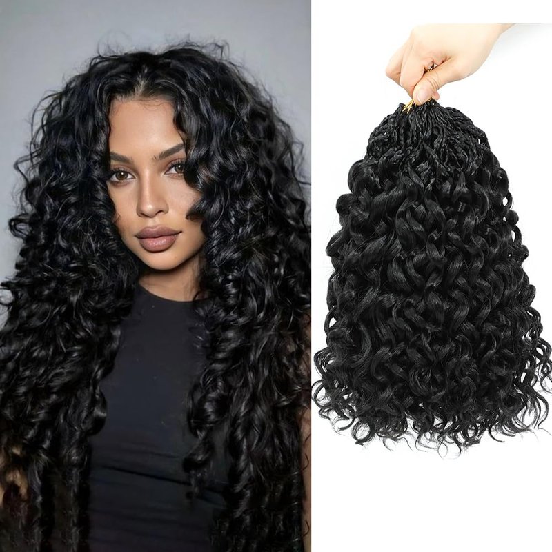 Pre looped Gogo Curl Crochet Hair 18 Inch 8 Packs Pre twisted Short Curly Crochet Hair for Black Women Ocean Wave Braiding Hair Water Wave Deep Braiding Hair (18 inch 1B)