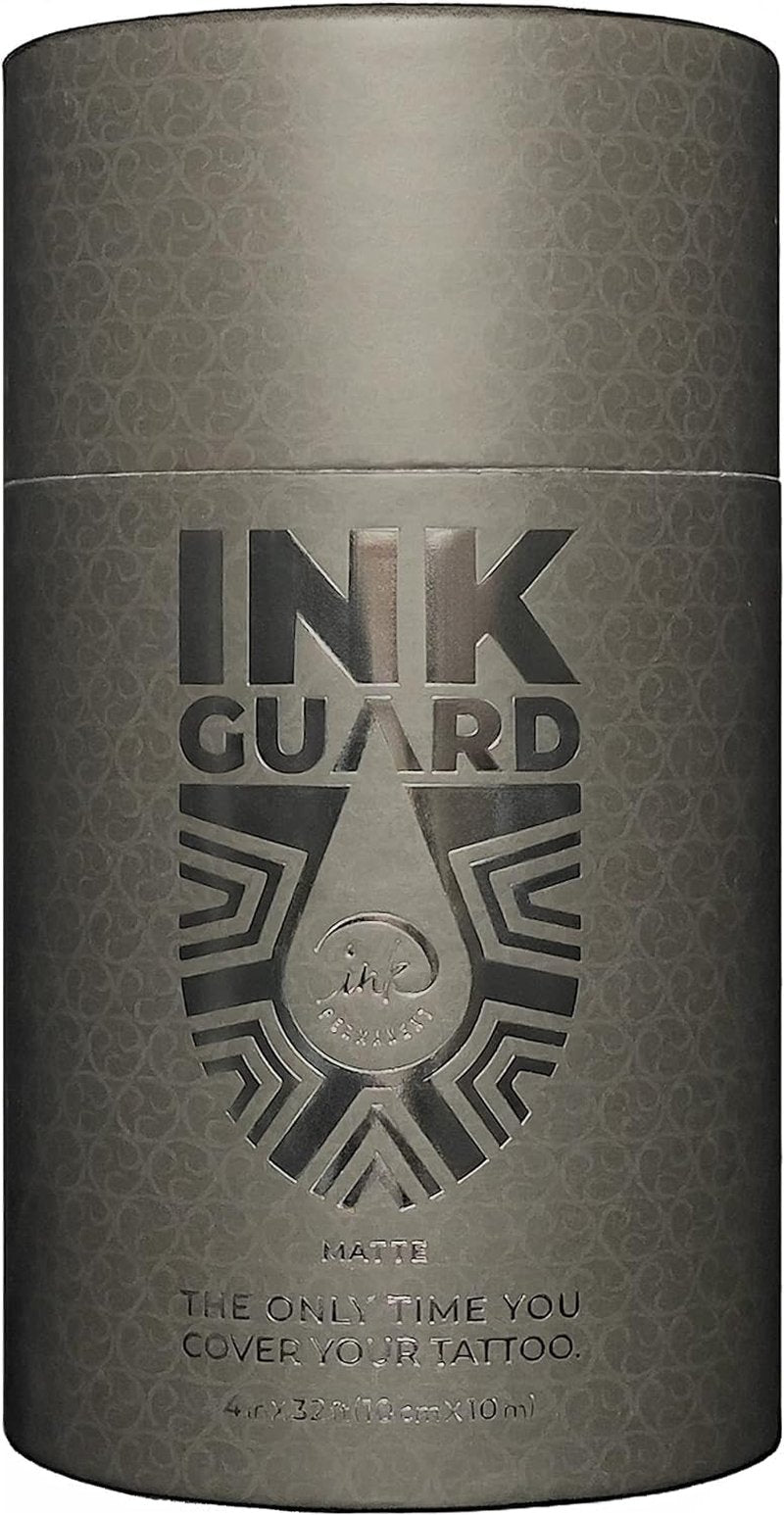 Ink Guard Tattoo Aftercare Bandage – Matte Waterproof Adhesive Film, Transparent Protective Tattoo Cover, Heal Tattoos or Minor Skin Wounds – 6"x11yd (15cm x 10m)