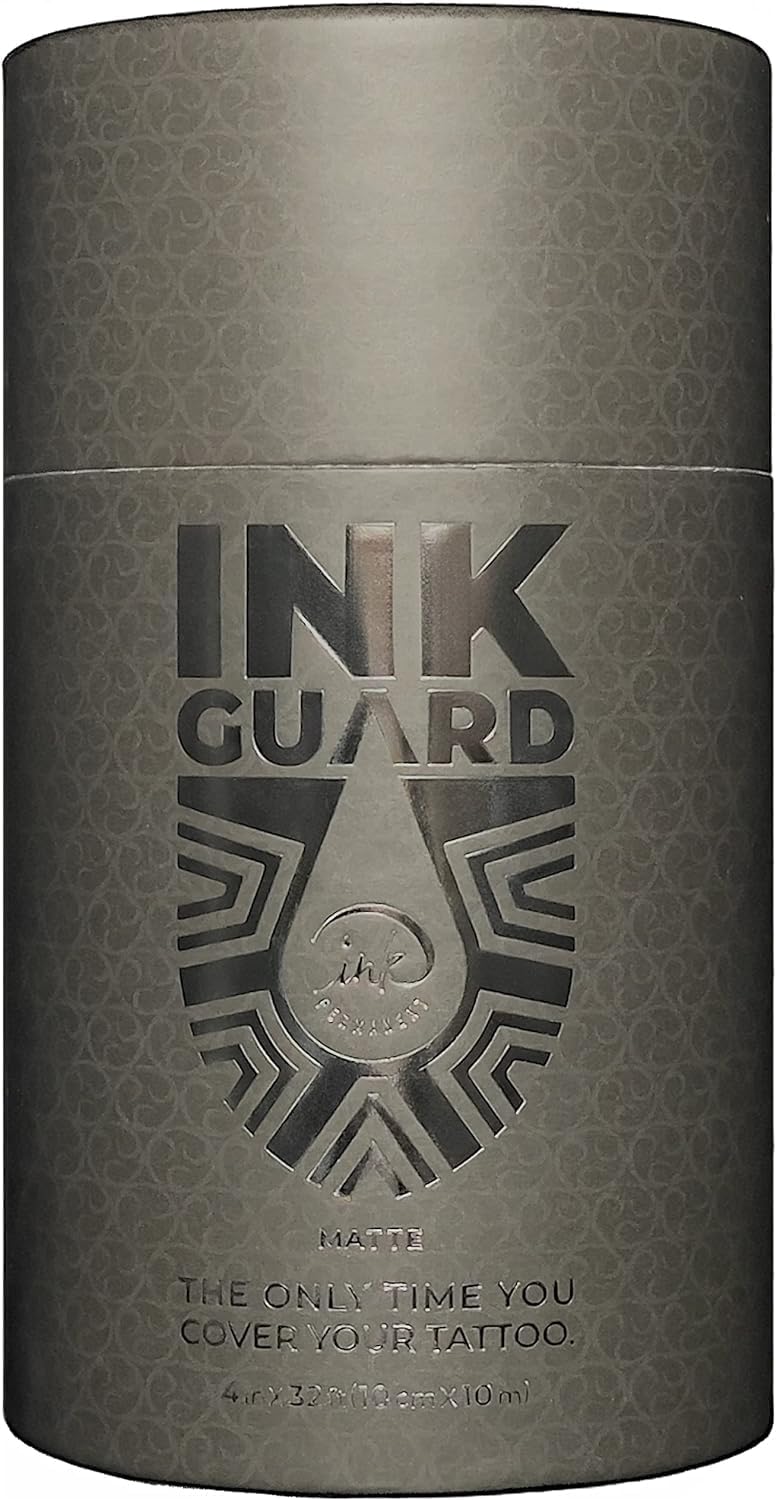 Ink Guard Tattoo Aftercare Bandage – Matte Waterproof Adhesive Film, Transparent Protective Tattoo Cover, Heal Tattoos or Minor Skin Wounds – 6"x11yd (15cm x 10m)