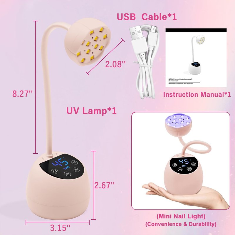 CGBE UV LED Nail Lamp, 36W Mini Cordless Flash Cure Lamp, USB Rechargeable Goosenecks LED Nail Light with 4 Timers & Auto Sensor for Salon Home DIY Use, White Diamond