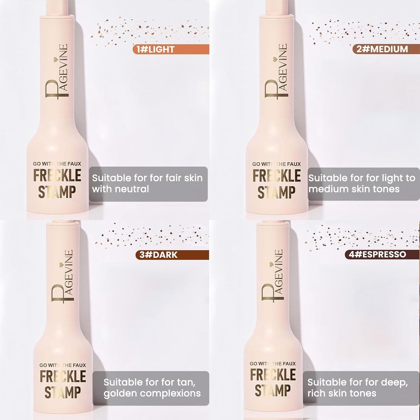 Freckle Stamp Pen,Fake Freckles Stain Marker Pencil Tool for Natural and Lifelike Sunkissed Face Freckle Makeup for Waterproof and Long-Lasting,Quick Dry 5-Point Faux Freckle Stamp Cushion, 02 Medium