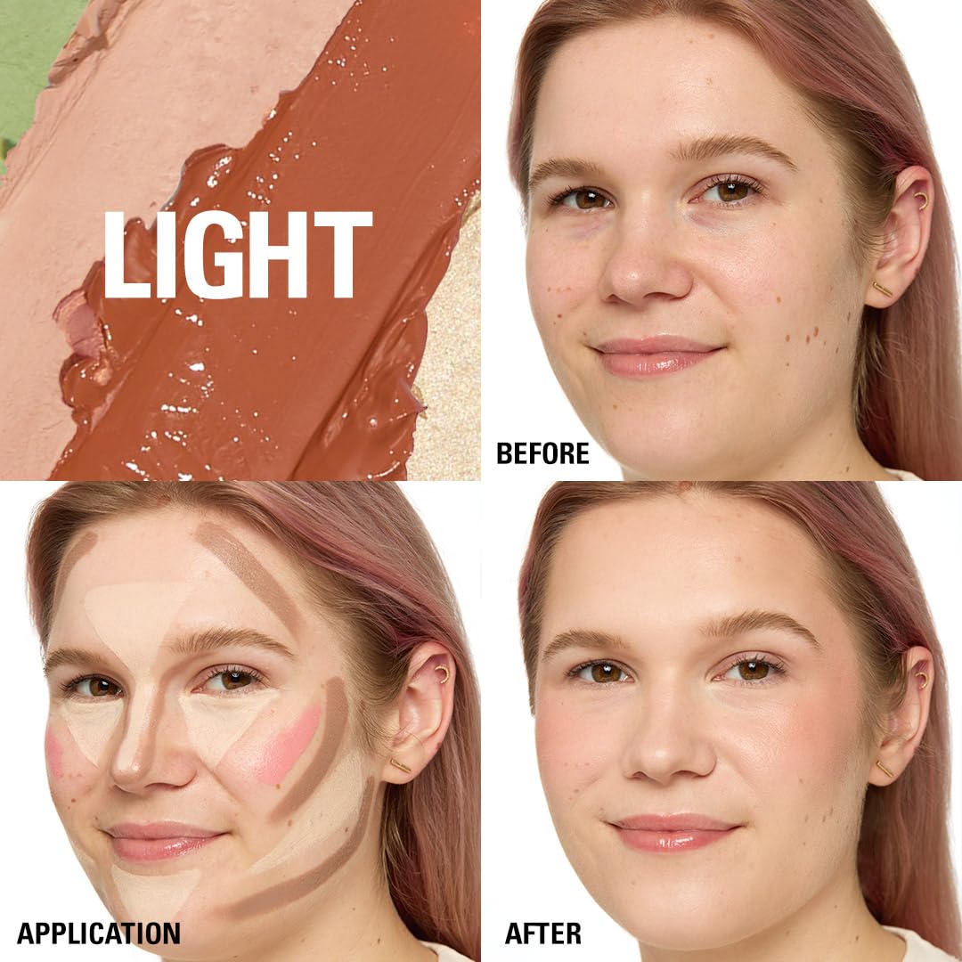 Revolution Everything Base Face Icon Complexion Palette, Multi-Use Cream Contour, Concealer, Corrector, Highlighter & Blush Kit, Vegan & Cruelty-Free, Light