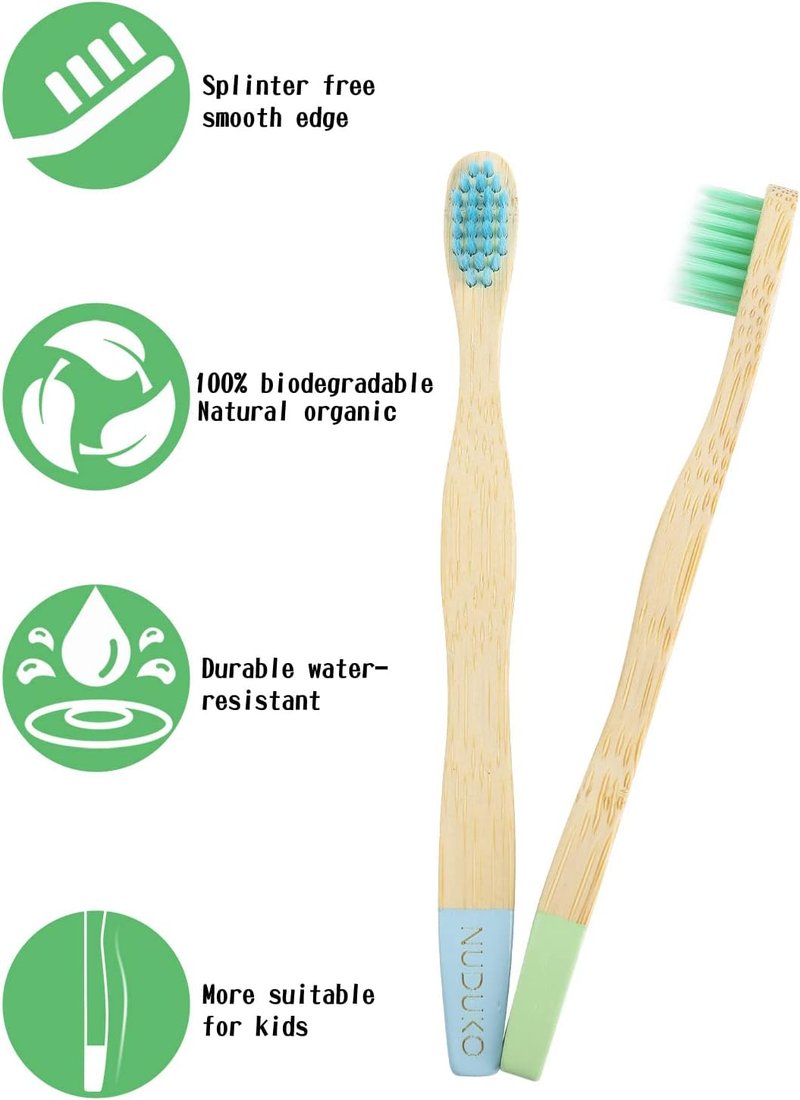 Bamboo Kids Toothbrushes - Eco-Friendly Organic 6-Pack | Biodegradable Soft Bristles for Toddlers