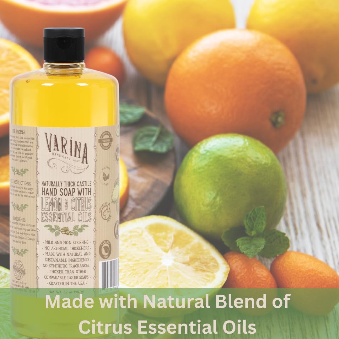 Organic Castile Soap - Citrus Scented Liquid Soap - 32oz | Eco-Friendly Cleanser