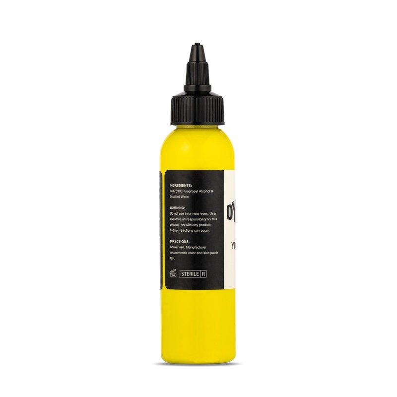 Dynamic Color Co Lemon Yellow Tattoo Ink (4oz Bottle): Vibrant, Sterilized, Vegan & USA-Made Since 1990 – Trusted by Artists Worldwide