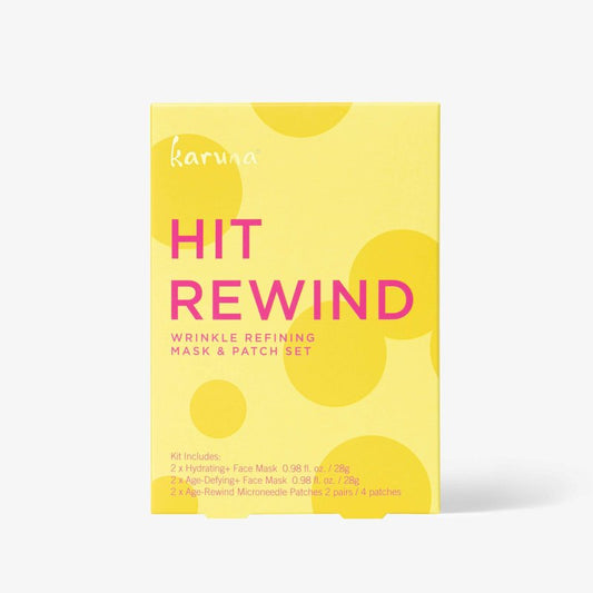 Karuna Hit Rewind Wrinkle Refining Mask and Patch Set, Includes 2 Hydrating Face Masks, 2 Age-Defying Face Masks, and 4 Microneedle Patches