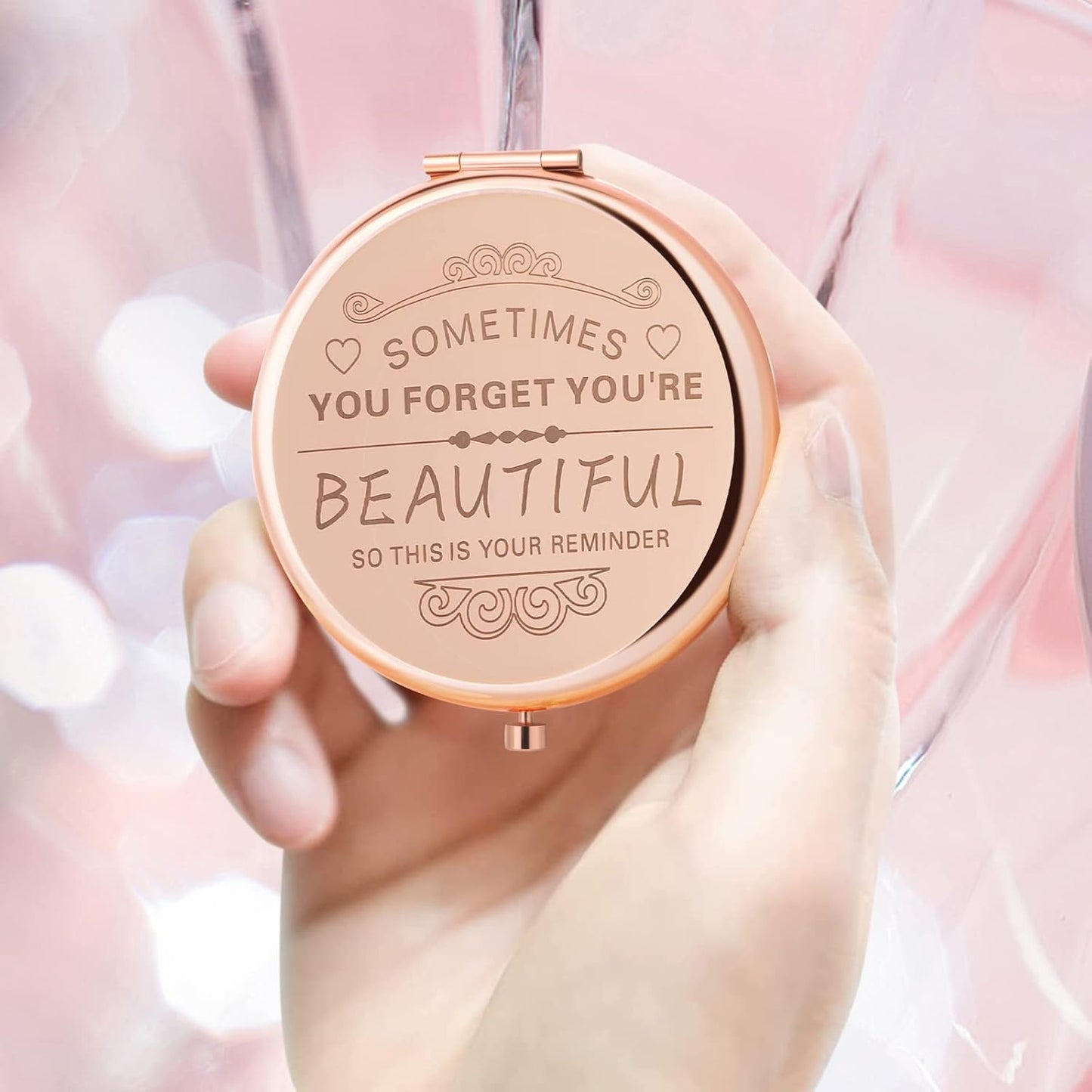 Compact Makeup Mirror for Women - Perfect Birthday Gift | Rose Gold, Ideal for Mother's Day, Valentine's Day & More