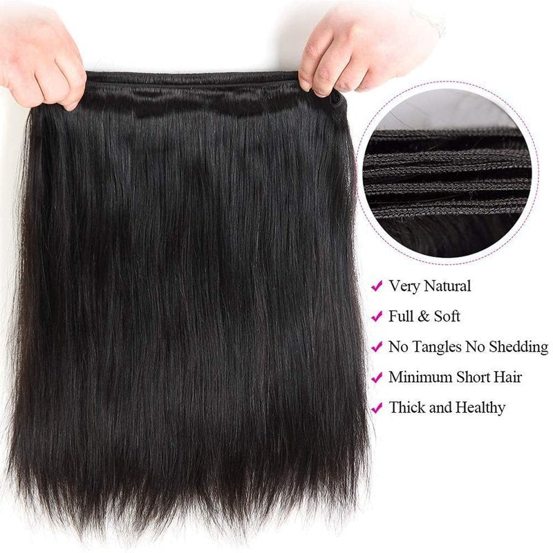 TNICE Straight Human Hair Bundles 14 14 14 Inch Brazilian Straight Hair Bundles 100% Unprocessed Virgin Hair Weave Bundles Human Hair Extension for Women Natural Color