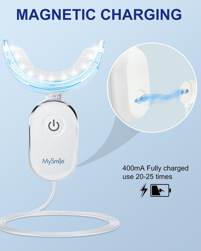 MySmile Teeth Whitening Strips Kit - 14 Treatments with LED Light | Fast, Non-Sensitive Teeth Whitener for Deep Stains