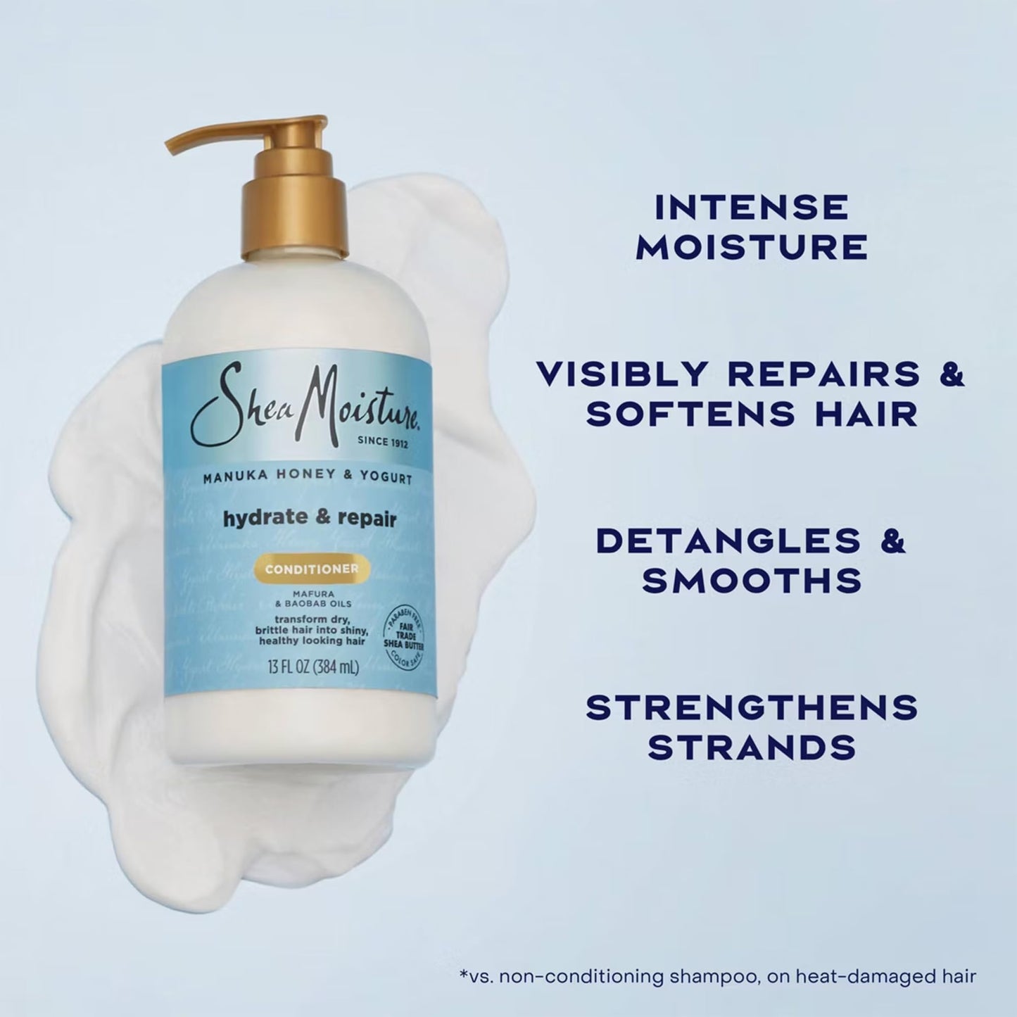 SheaMoisture Shampoo & Conditioner, Manuka Honey & Yogurt Hydrate & Repair + Strengthen & Protect Lightweight Hair Oil for Dry, Damaged Hair