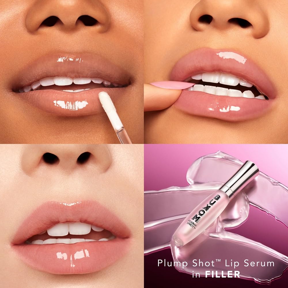 Buxom Plump Shot Peptide Lip Serum, Travel Size - Lip Plumper Gloss for Women with Peptides, Hyaluronic Acid & Glycerin - Volumizing Makeup for Fuller, Smoother Pout - Clear (0.07 oz)