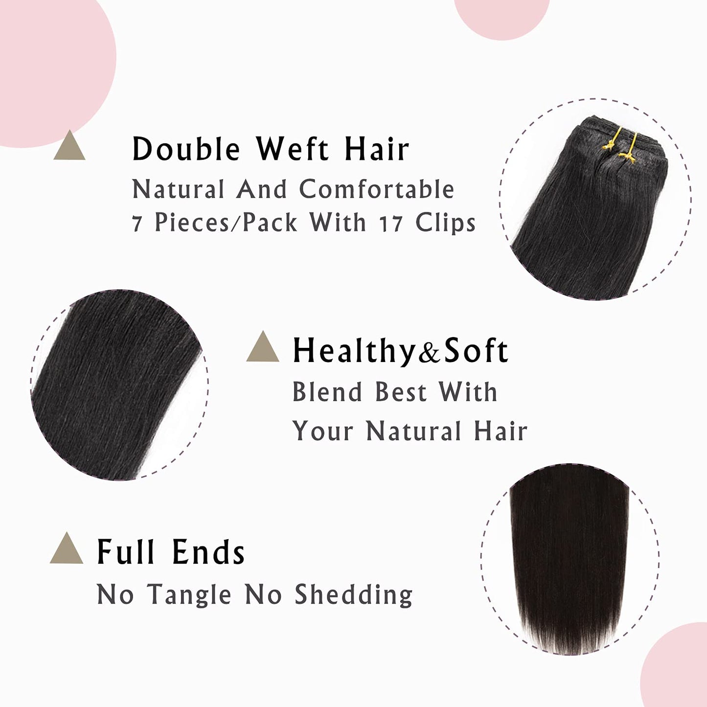 Anrosa Yaki Clip in Hair Extensions Human Hair 10 inch Jet Black Straight Clip ins Real Natural Style for Black Women, 120 Gram 7 Pieces