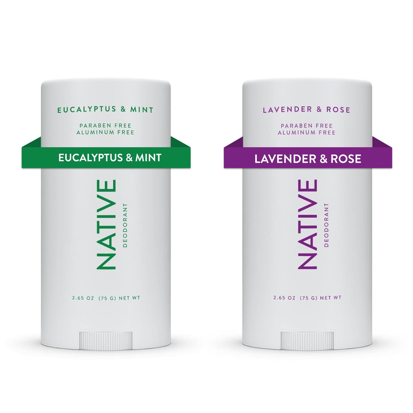 Native Deodorant | Natural Deodorant for Women and Men, Aluminum Free with Baking Soda, Probiotics, Coconut Oil and Shea Butter | Eucalyptus & Mint, Lavender & Rose - Variety Pack of 2