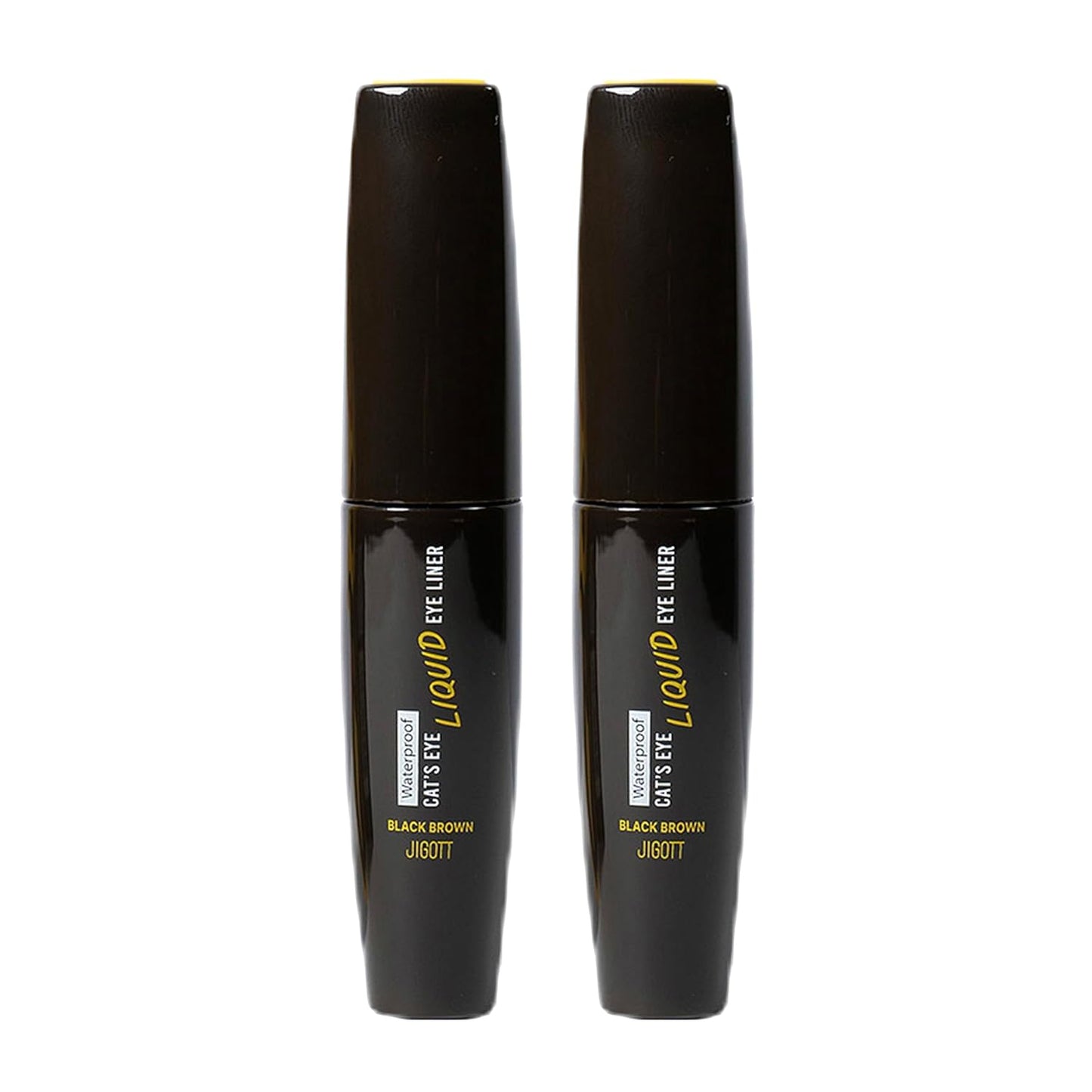 Jigott Cat's Eye Waterproof Liquid Eyeliner - Smudge-Proof, Long-Lasting Black & Brown | 0.31oz (9g) x 2 Pack