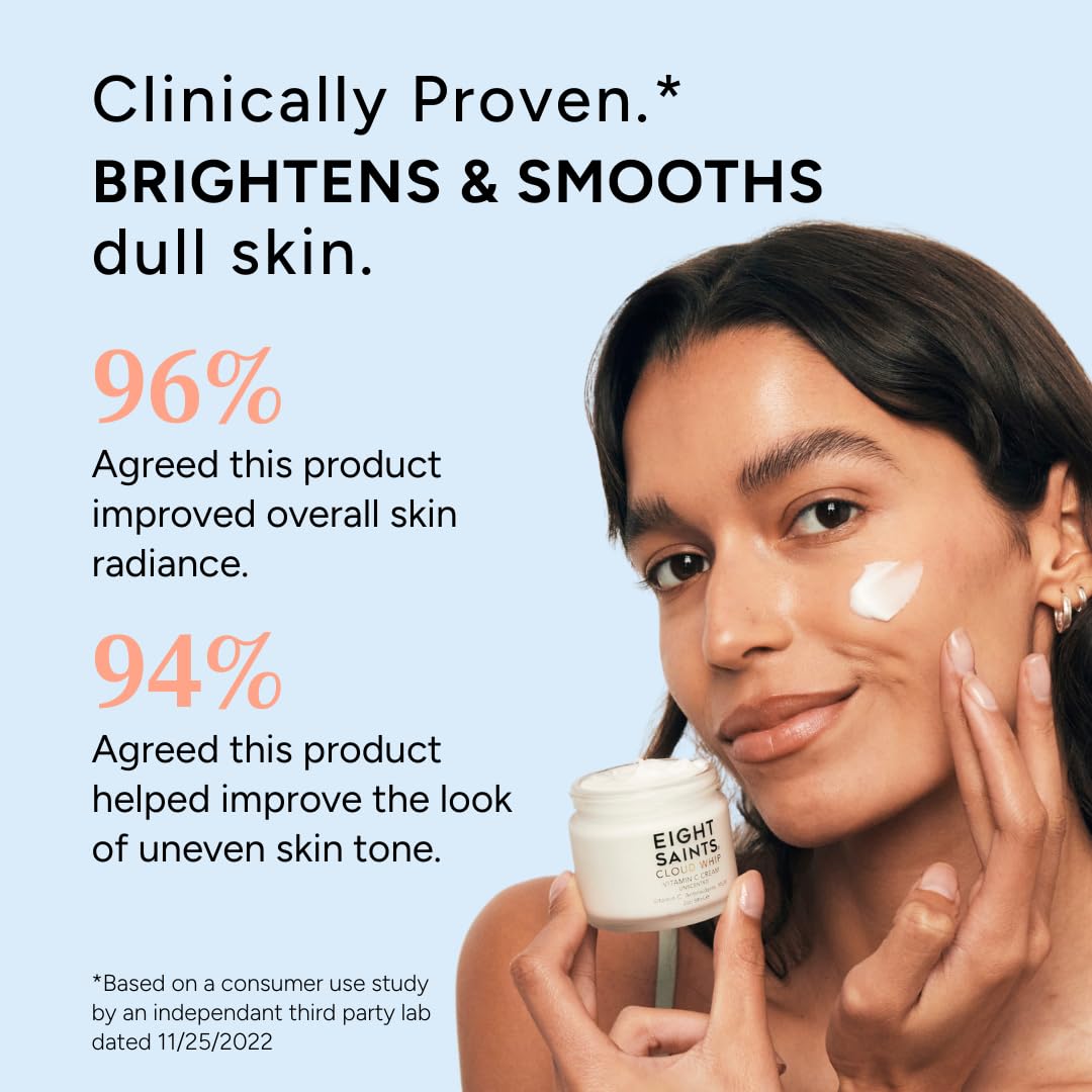 Eight Saints Skincare Cloud Whip Vitamin C Face Moisturizer, Day Cream For Women, Anti Aging Cream To Reduce Fine Lines and Wrinkles, with Vitamin B5, Cocoa Butter, and Jojoba Oil, 2 Ounces