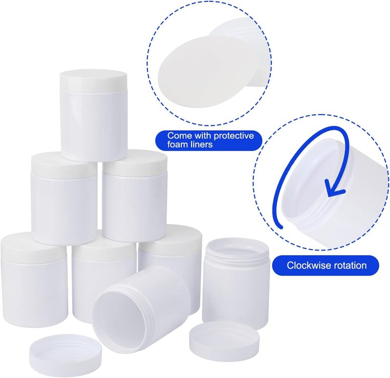 48-Pack 8 OZ White Plastic Jars - Versatile Empty Mason Jars for Creams, Body Butters, and Crafts