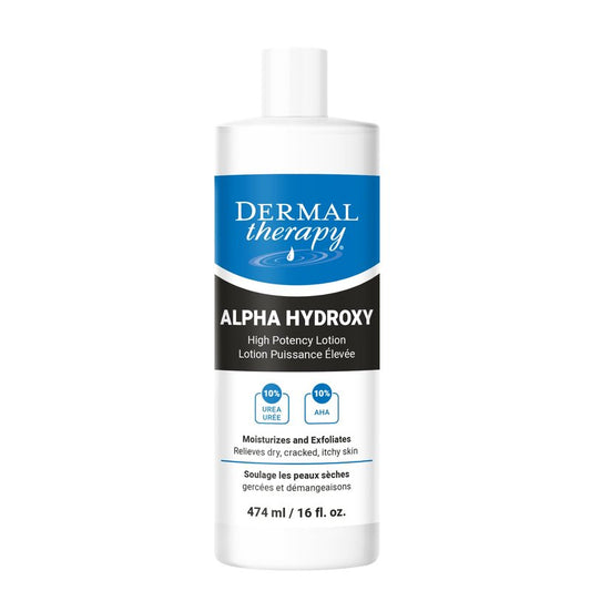 Dermal Therapy Alpha Hydroxy Lotion – 10% Urea + 10% Lactic Acid, Fragrance-Free Body Lotion for Dry, Cracked Skin, Non-Greasy Exfoliating Moisturizer & Keratosis Pilaris Treatment, 16 fl oz (474 ml)