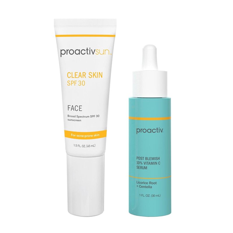 Proactiv Clear Skin Duo - SPF 30 Sunscreen & 10% Vitamin C Serum for Brightening | Summer Skin Essentials