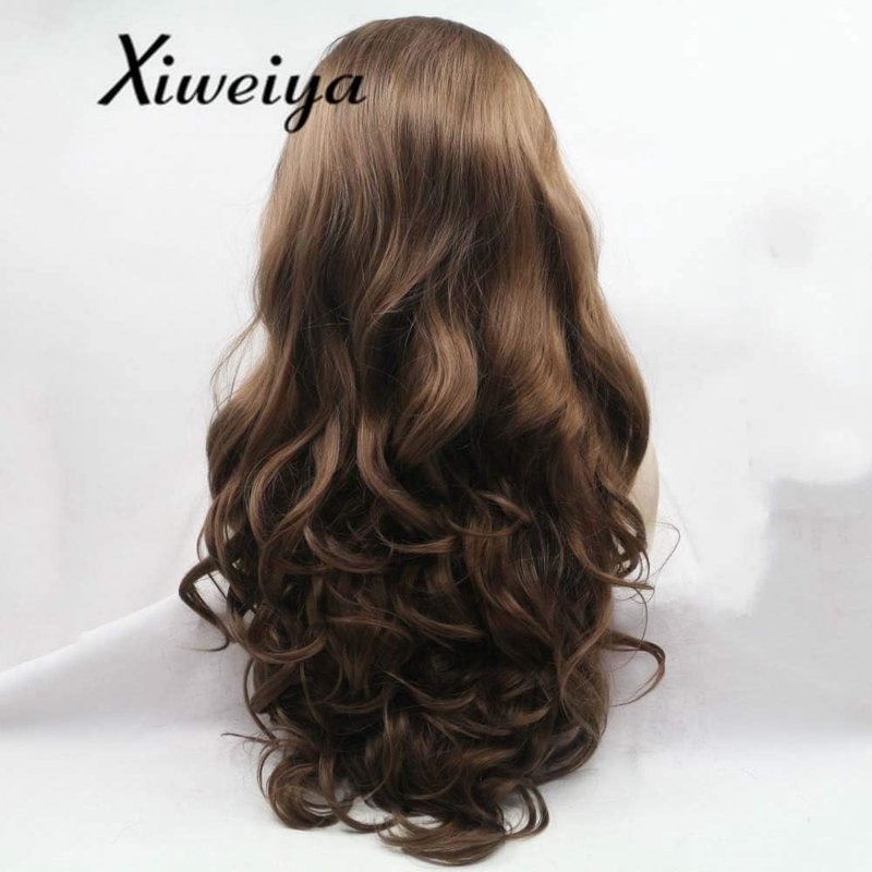 Brown Lace Front Wig for Women - Long Wavy Synthetic Hair, Heat Resistant Fiber | 6# Color