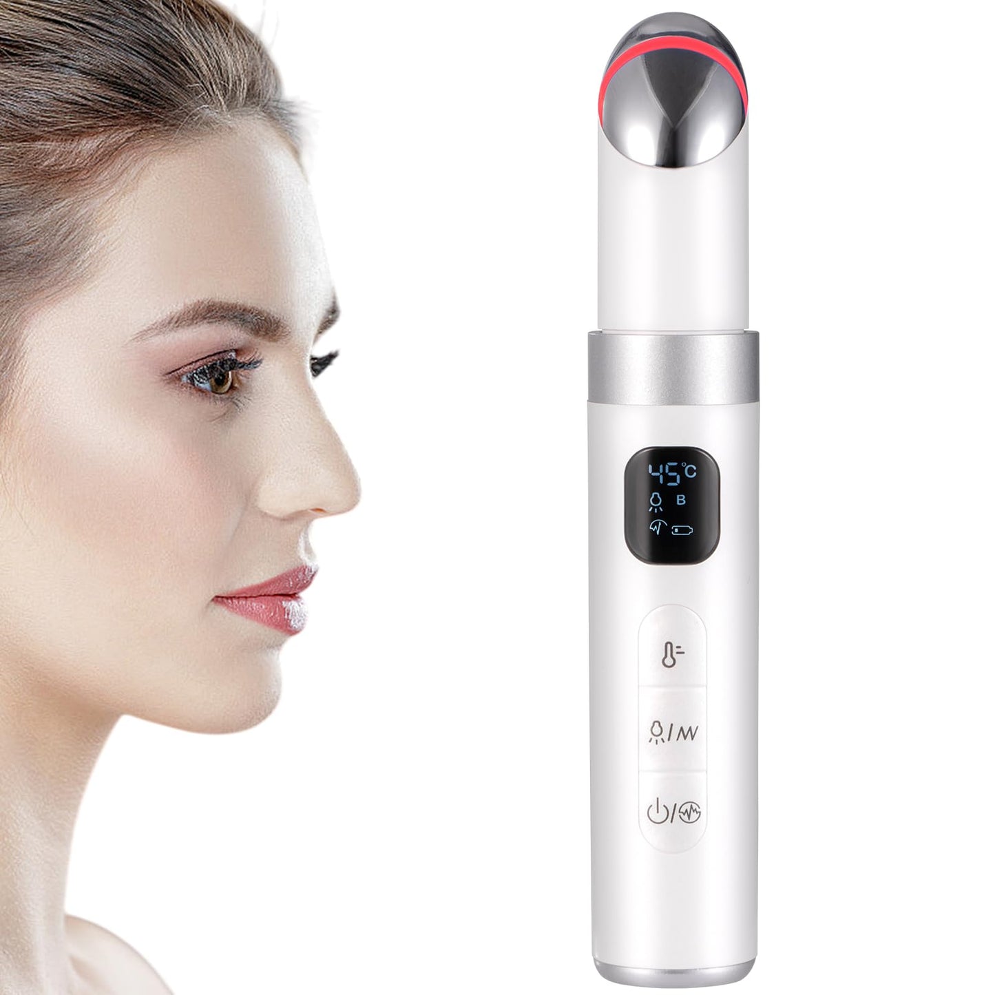 Ideal Swan Eye Lift Wand, 3 in 1 Vibrating Eye Massager for Puffiness, Wrinkles, and Dark Circles, Face & Neck Lifting Tool, Adjustable Temperature Facial Massager Gift for Women, Mom (White)
