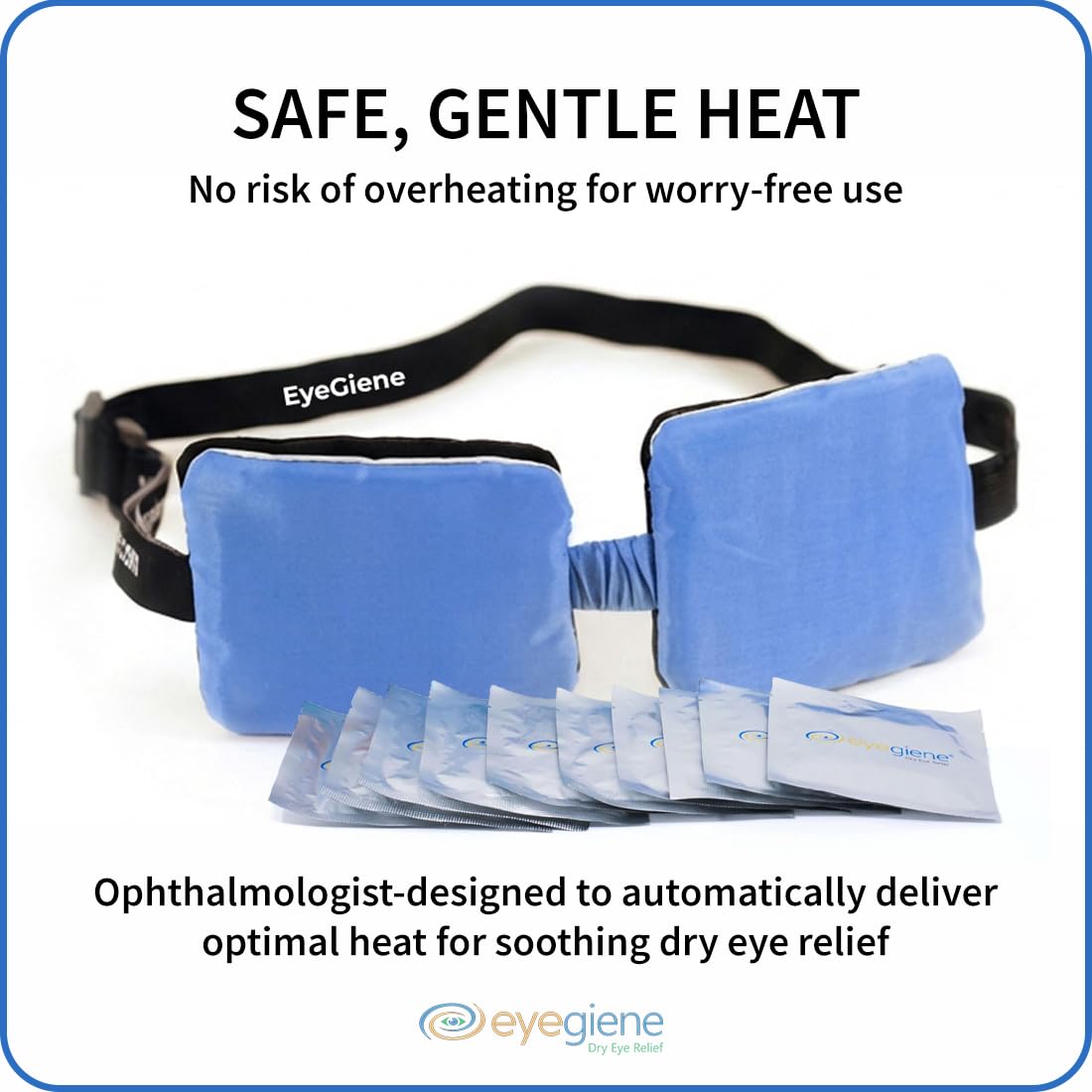EyeGiene Insta-Warmth System Eye Mask with 10 Pairs of Warming Wafers, Heated Dry Eye Mask, Multi-Use Heat Treatment for Dryness, Fatigue, Styes, Blepharitis, Medical Device, Travel Accessories